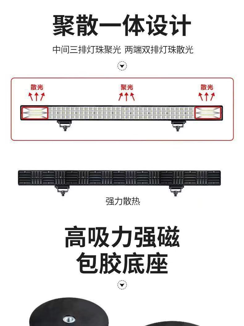 Car LED headlight high-brightness strip light 12V24V excavator harvester light electric vehicle strobe truck spotlight