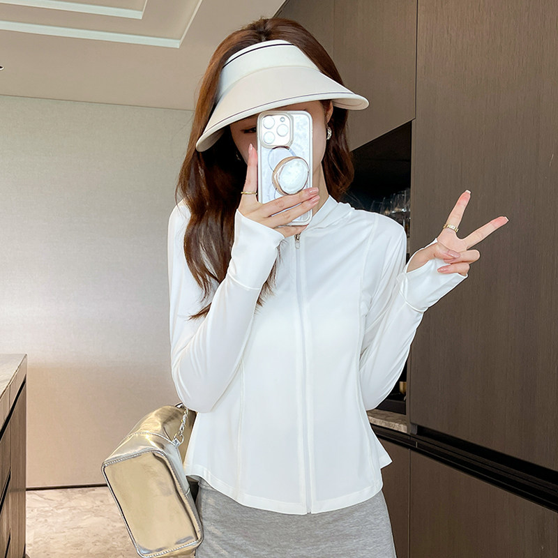 Pink Ice Silk Sun Protection Clothing Women's Summer Thin Outdoor UV Protection Sun Protection Clothing Slim Fit Short Jacket Top