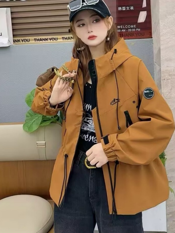 韩版时尚连帽冲锋衣外套女2025秋季新款潮流百搭显瘦工装夹克上衣|undefined