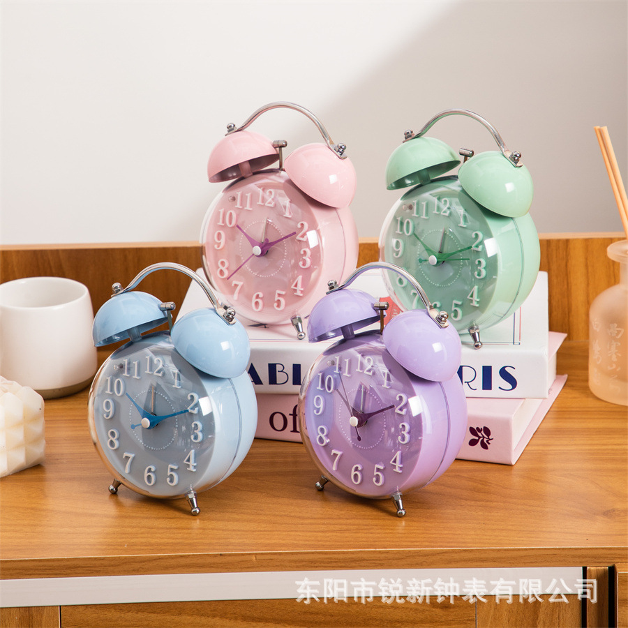 Amazon nuevo reloj de 4 pulgadas marca esférica estereoscópica luces nocturnas súper silenciosas estudiantes niños reloj de escritorio