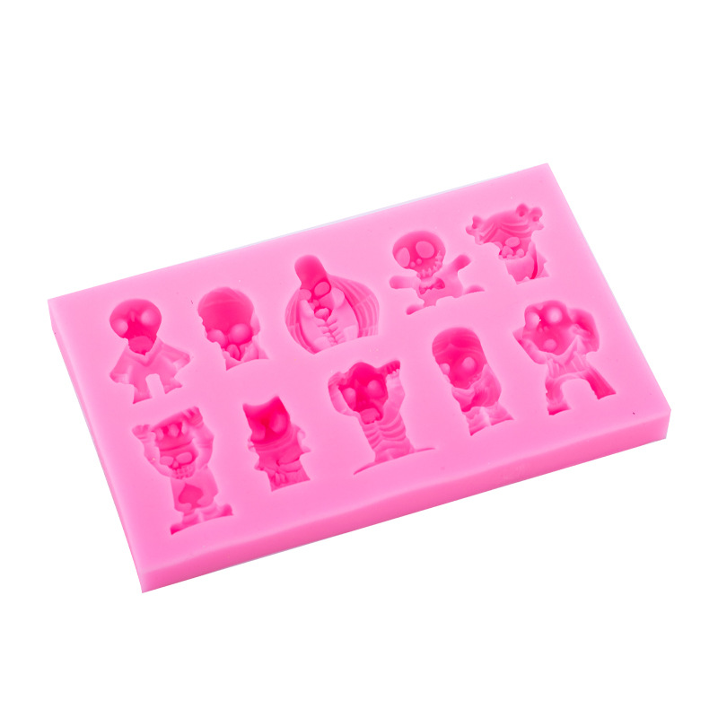 Varios cráneo de dibujos animados fantasma molde silicona Halloween pastel postre decoración chocolate fondant Accesorios