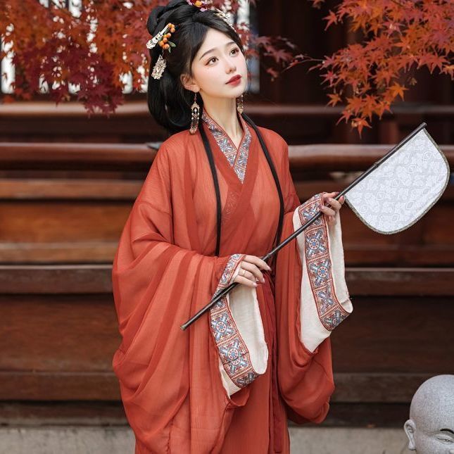 新しい夢の時代の戦国ローブ、馬山と楚の墓の復元、毎日のストレートローブ、伝統的な大人の漢服、女性のテールが大きく拡大|undefined