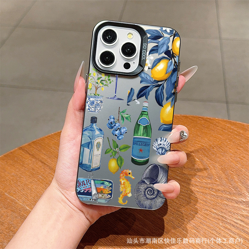 水果酒杯瓶子适用iPhone17/16/15ProMax防摔14苹果11/12/13彩银壳