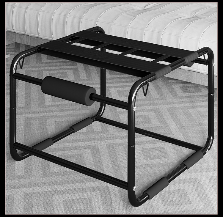 Jiuai SM Bondage Chair with Handcuffs and Silicone Ball Gag, Black Metal Adult Play Set — detail image 3