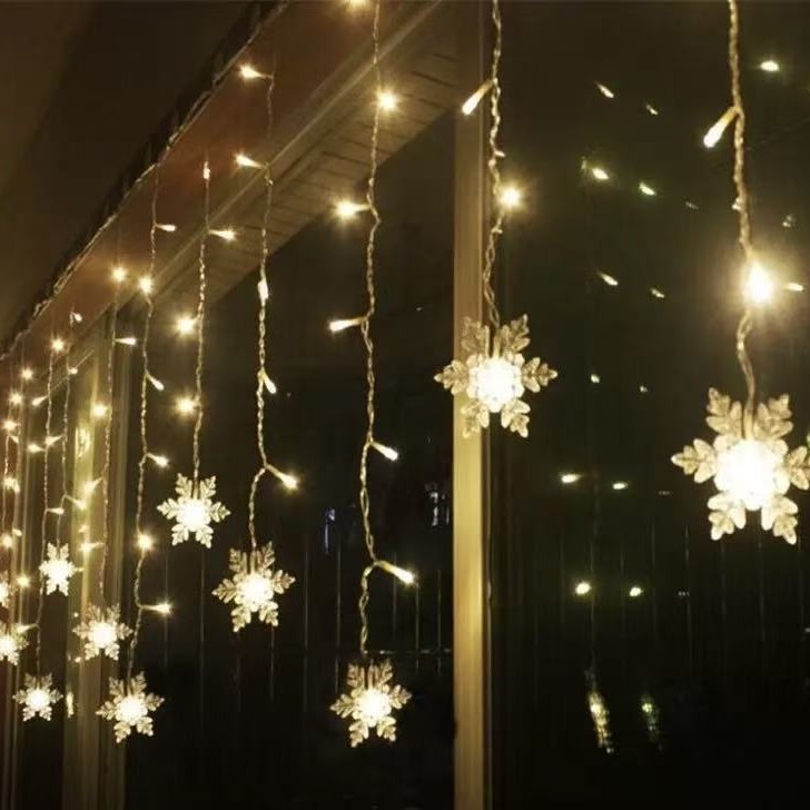 跨境USB雪花冰条灯LED窗帘灯圣诞装饰灯节庆装饰彩灯节日彩灯串