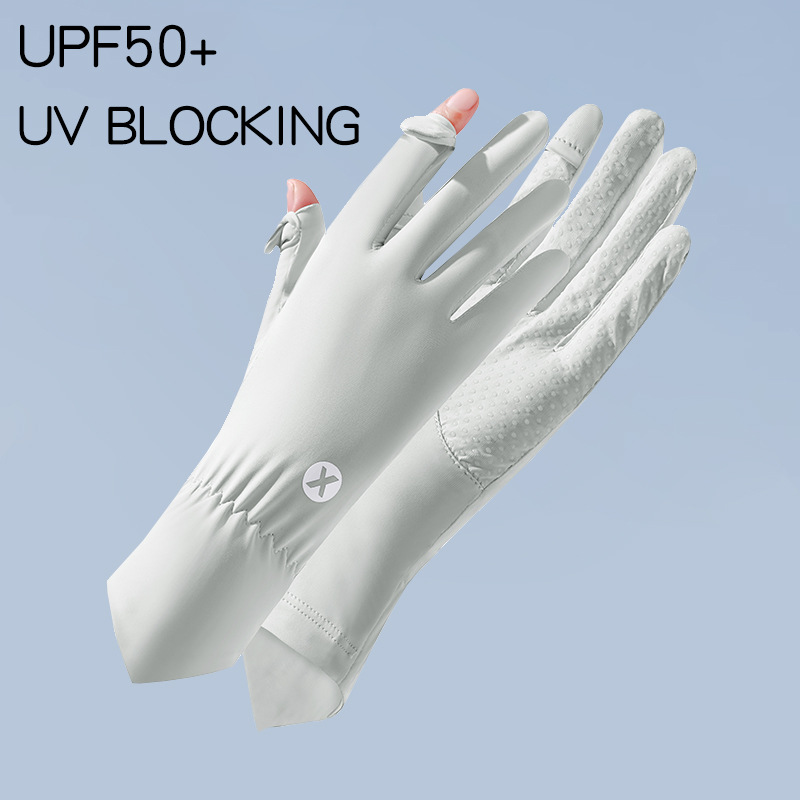 夏季防晒手套女防紫外线薄款露指中长款冰丝袖套开车骑行运动防滑