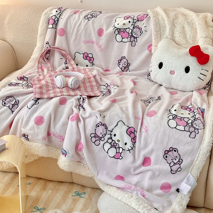 Мультфильм in Sanrio молочный пух одеяло утолщение баранина многофункциональное одеяло на молнии Kulomi обеденное одеяло