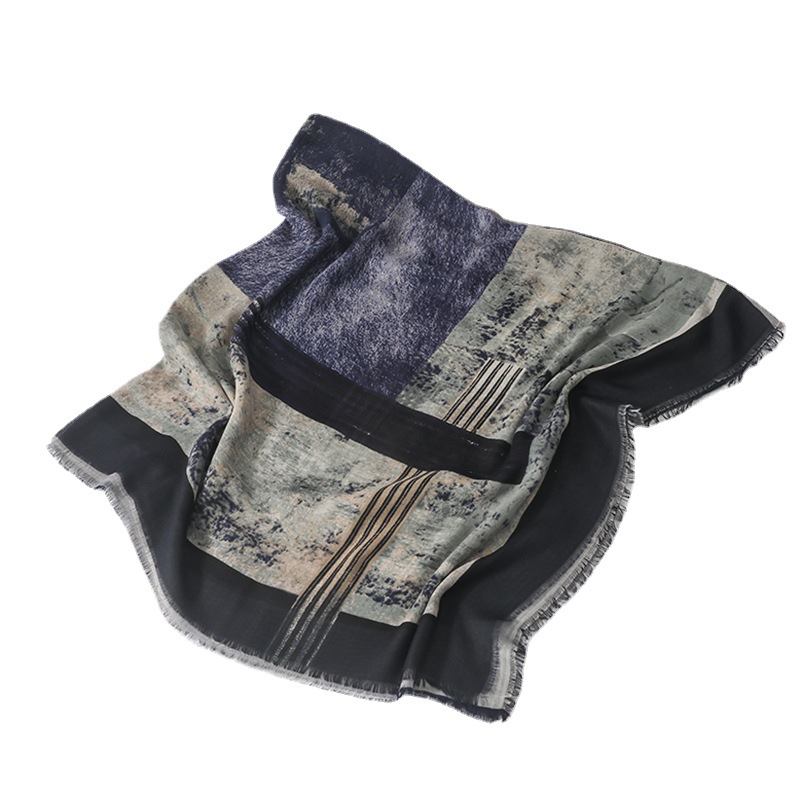 Estilo coreano impreso teñido de algodón y lino sensación de la mano bufanda cuadrada grande chal decorativo exterior 135*135 viajes protector solar Toalla de playa