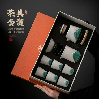 简约提梁壶功夫茶具套装轻奢高档家用办公客厅喝茶泡茶壶茶杯整套