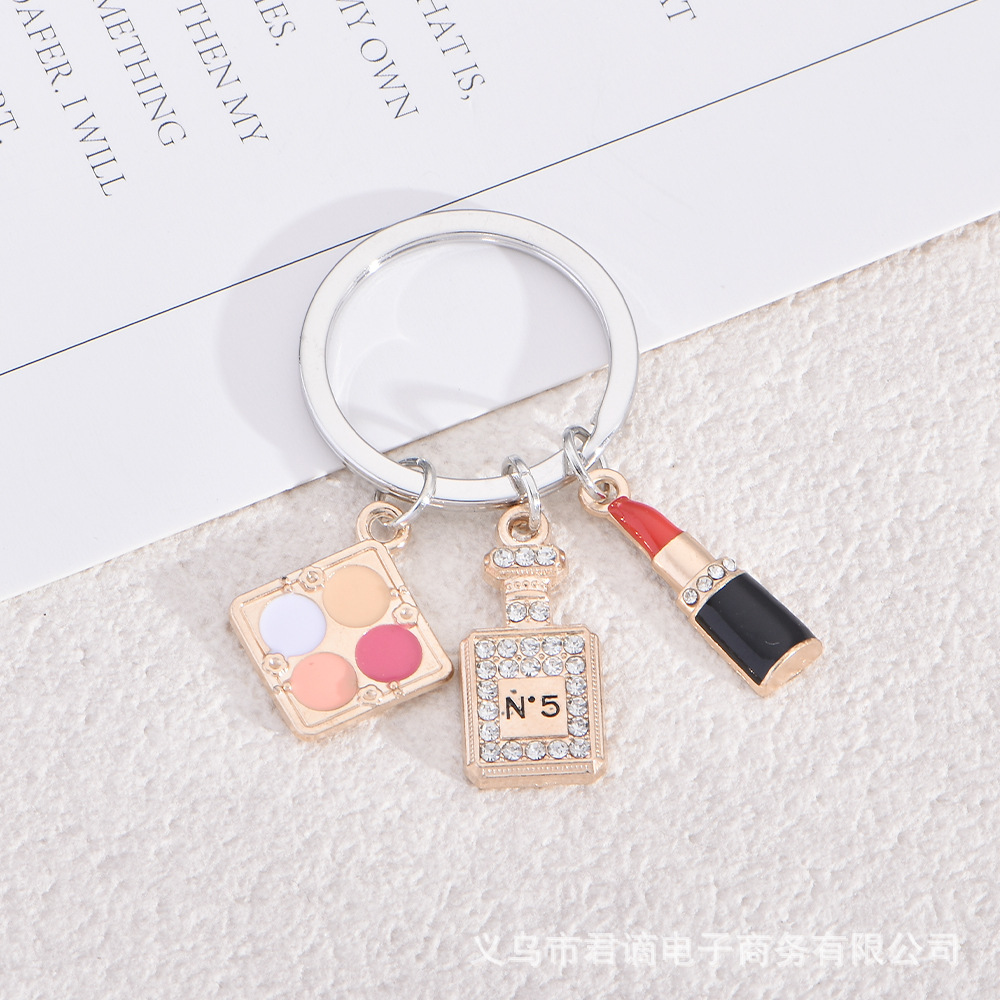 Cross-Border Red Lipstick Perfume Bottle Keychain Accessories Personalized Pendant DIY Mobile Phone Chain Small Fragrance Jewelry Pendant