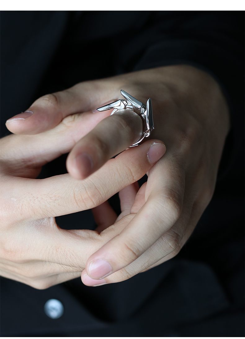 fashion personality niche plated s925 silver open ring men and women