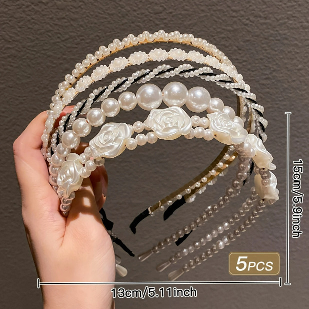 Europa y los Estados Unidos imitación de perlas de cabello retrógrado francés de verano de alto nivel sensación de cabello de la mujer nueva super inmortal lavado de la cara adornamiento para el cabello image 1