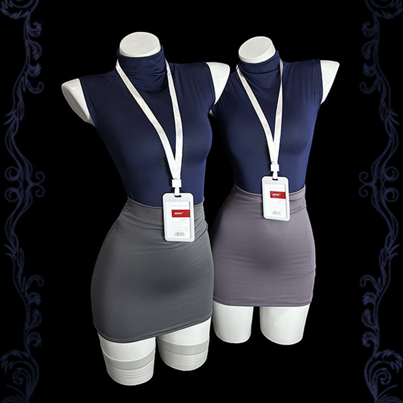 Sexy Lingerie Set with Secretary-Style Hip-Hugging Skirt and Stewardess Uniform for Passionate Nightclub Wear, No Need to Take Off, Qqny Abstinence Style
