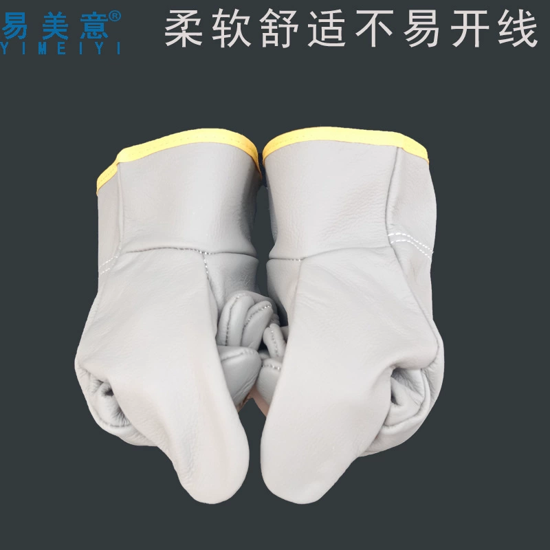 Yimei первый слой кожаных сварочных перчаток Короткие кожаные перчатки для водителя Теплоизоляционные защитные сварочные перчатки оптом