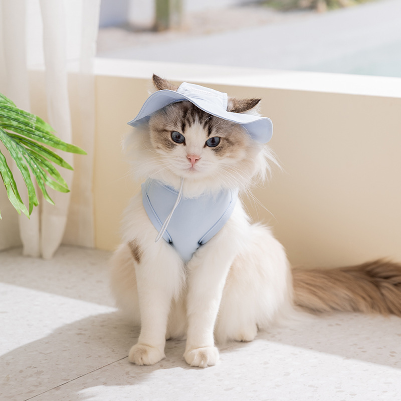 26 primavera y verano ropa de mascotas chaleco chaleco sombrero refrigeración perros ropa de gato perros pequeños y medianos
