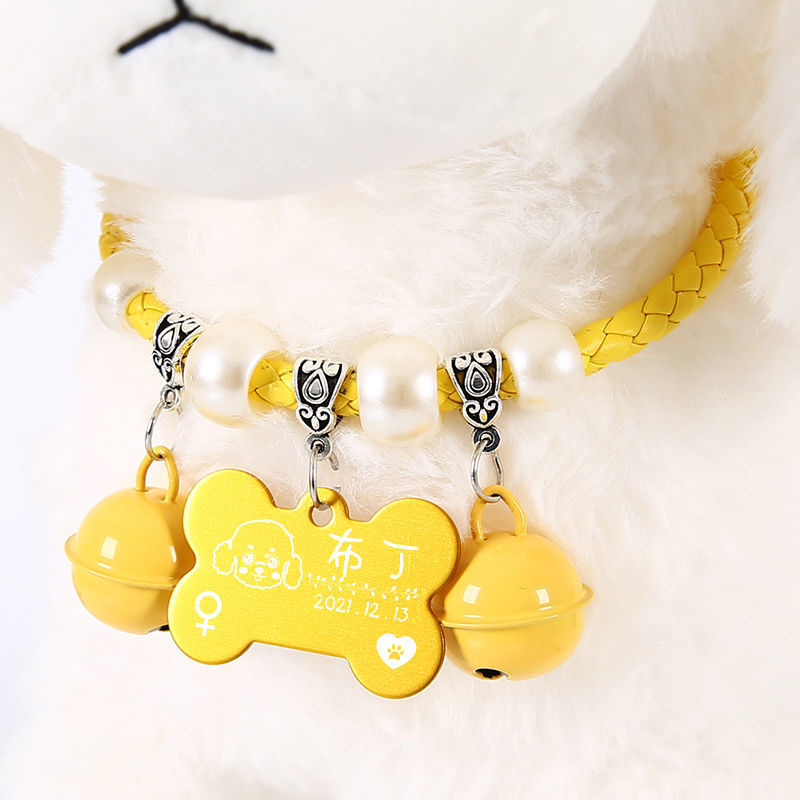 4구슬 금가죽 목걸이 [종 포함]