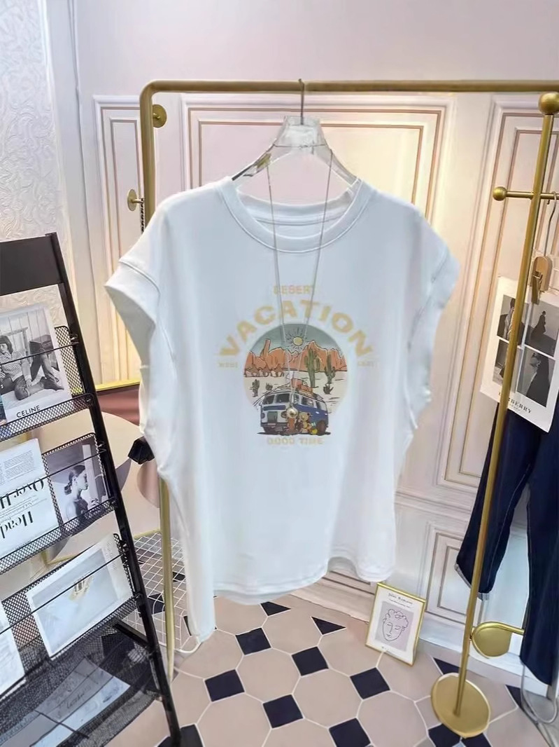 2025 New Style Small Flying Sleeve Right Shoulder Short-Sleeved T-Shirt Women's Fashionable Versatile Slimming Look White Top Thin Summer European Goods