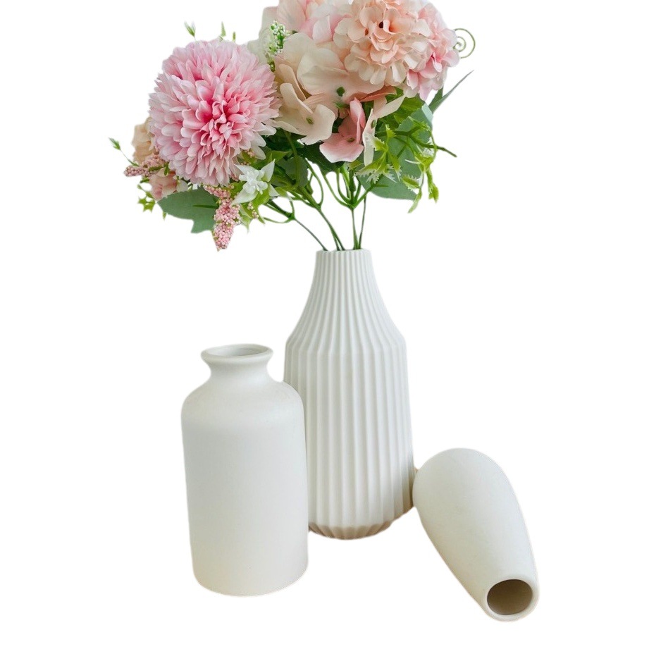 Jarrón de cerámica blanco puro para uso doméstico, jarrón simple para plantas hidropónicas, jarrón decorativo, superventas transfronterizo, estilo fresco