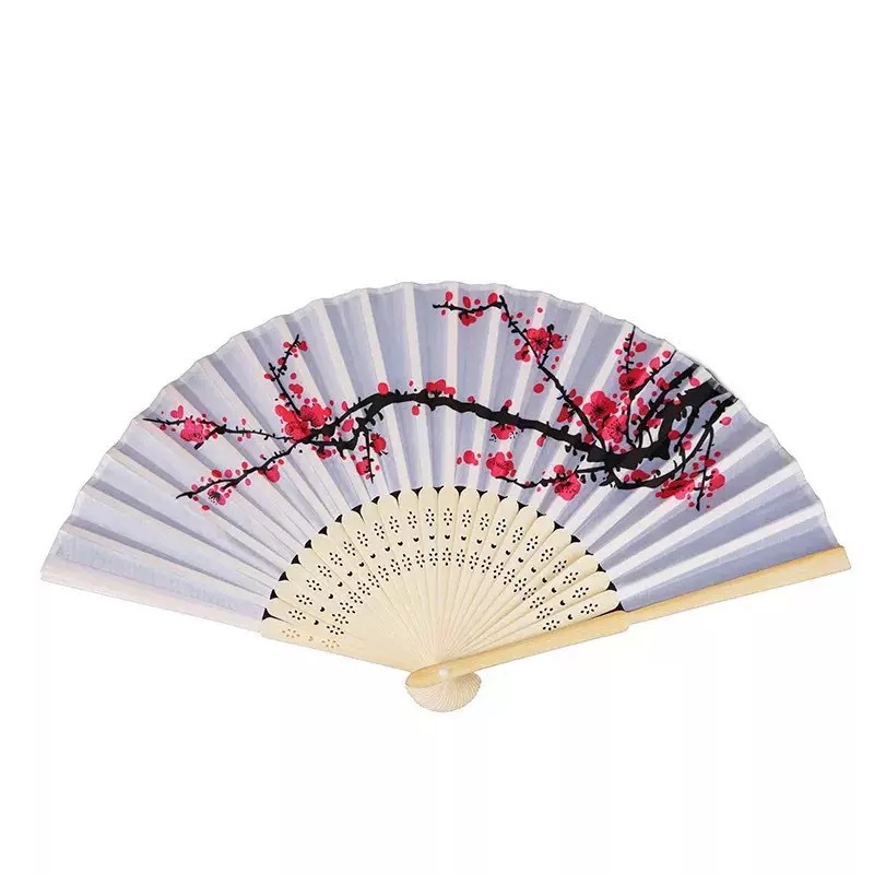 Abanico Plegable de Seda Retro de Bambú y Seda Impreso para Bailes y Regalos image 6