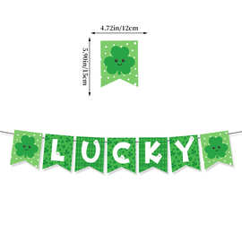 2025年爱尔兰节派对装饰新款LUCKY三叶草燕尾旗拉旗批发定制