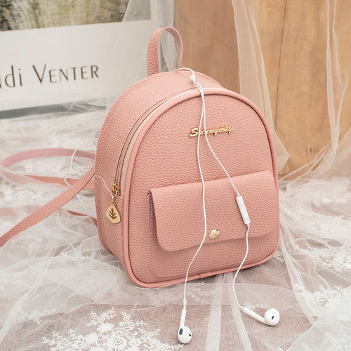 Women's Double Shoulder Bag  New Fresh and Cute Alphabet Label Backpack Multifunctional Single Shoulder Crossbody Small Bag Fashion