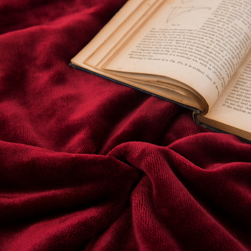 solid color thickened technology warm velvet blanket winter bed warm blanket double coral fleece flannel cover blanket_voghion.com