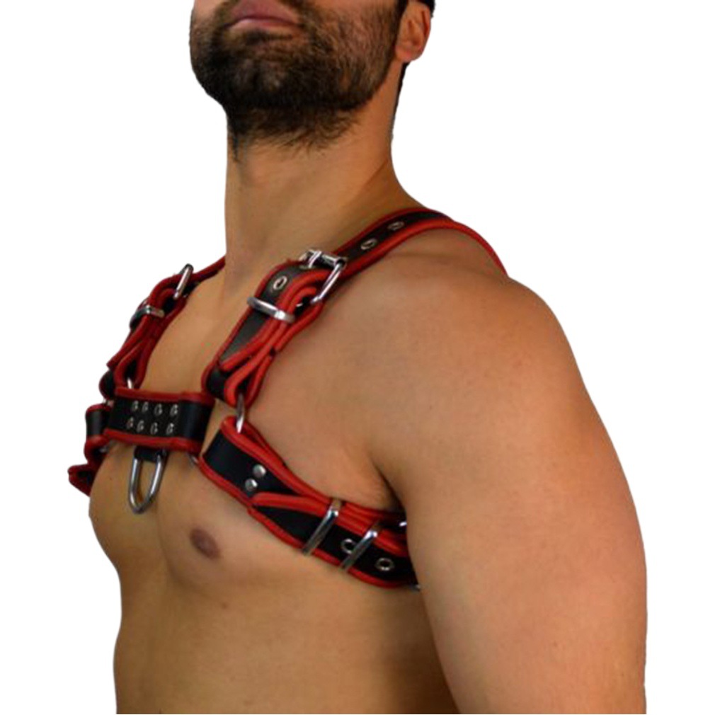 Directo de fábrica Amazon cinturón hombres cinturón de cuero rojo agujero de aire doble anillo hombro pecho cinturón vinculante cinturón