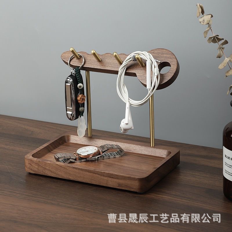 Organizador de Llaves para Entrada, Caja de Almacenamiento para Artículos Diversos de Escritorio, Exhibidor de Joyería de Madera Maciza