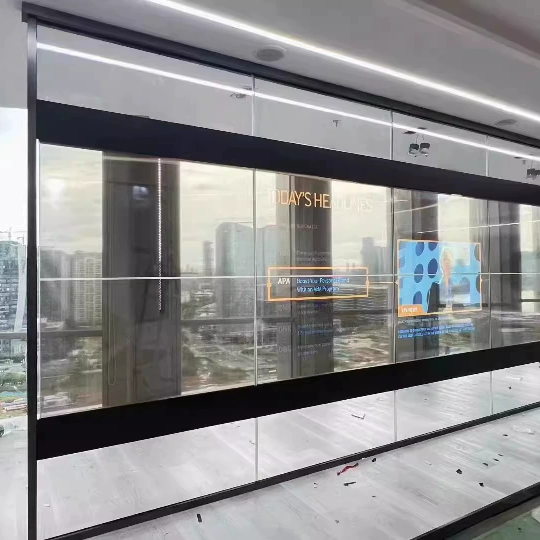 Прозрачный экран Fu Media 55-дюймов OLED, сенсорный прозрачный экран для сплайсинга, сенсорный OLED самосветящийся прозрачный экран-окно