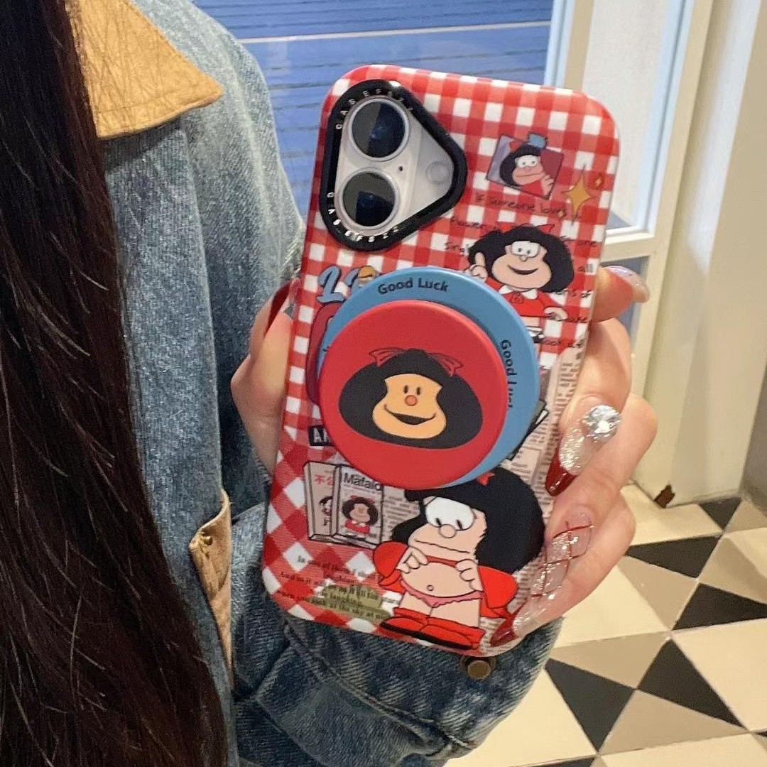 Chica de dibujos animados de nicho para Apple 16Pro nueva carcasa de película 15promax funda magnética para teléfono móvil 14/13 mujer