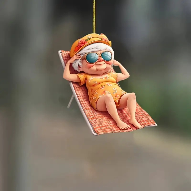 Caricatura creativa nueva vieja mochila acrílica colgante de automóvil transfronterizo espejo retrovisor plano colgante image 1