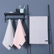 简约方格系列毛巾双层棉纱布毛巾家用柔软吸水洗脸巾舒适透气面巾