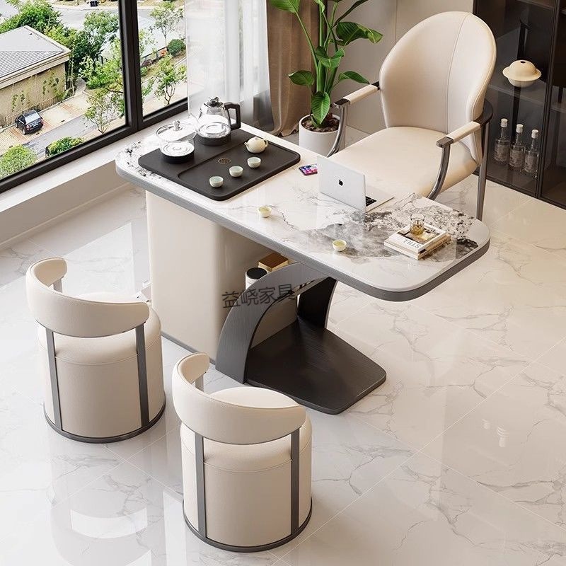 Mesa de té de balcón combinación de nuevo tipo pequeño y ligero de lujo tablero de roca hervidor de agua en una pequeña mesa de té doméstica mesa de té móvil