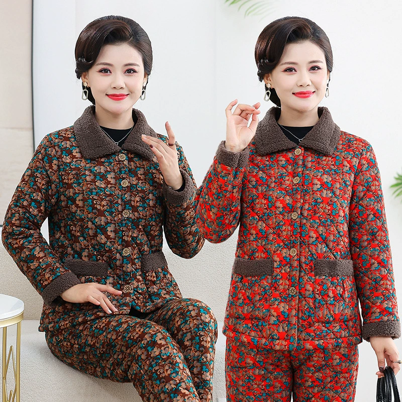 Новая хлопчатобумажная куртка женская пижама осенняя и зимняя одежда для пожилых людей