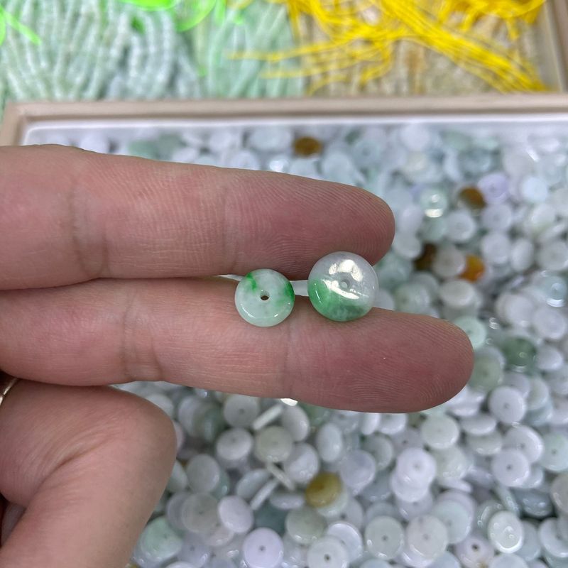 天然翡翠A货平安扣隔片配件镶嵌耳环DIY手链散珠腰链配饰配件玉石|undefined