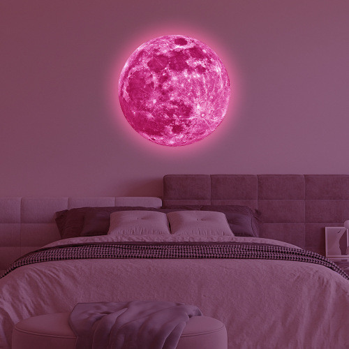 Cross-border Green Light Blue Light Pink Moon Wall Sticker Creative Home Pvc Luminous Moon Sticker Children's Room Wall Sticker