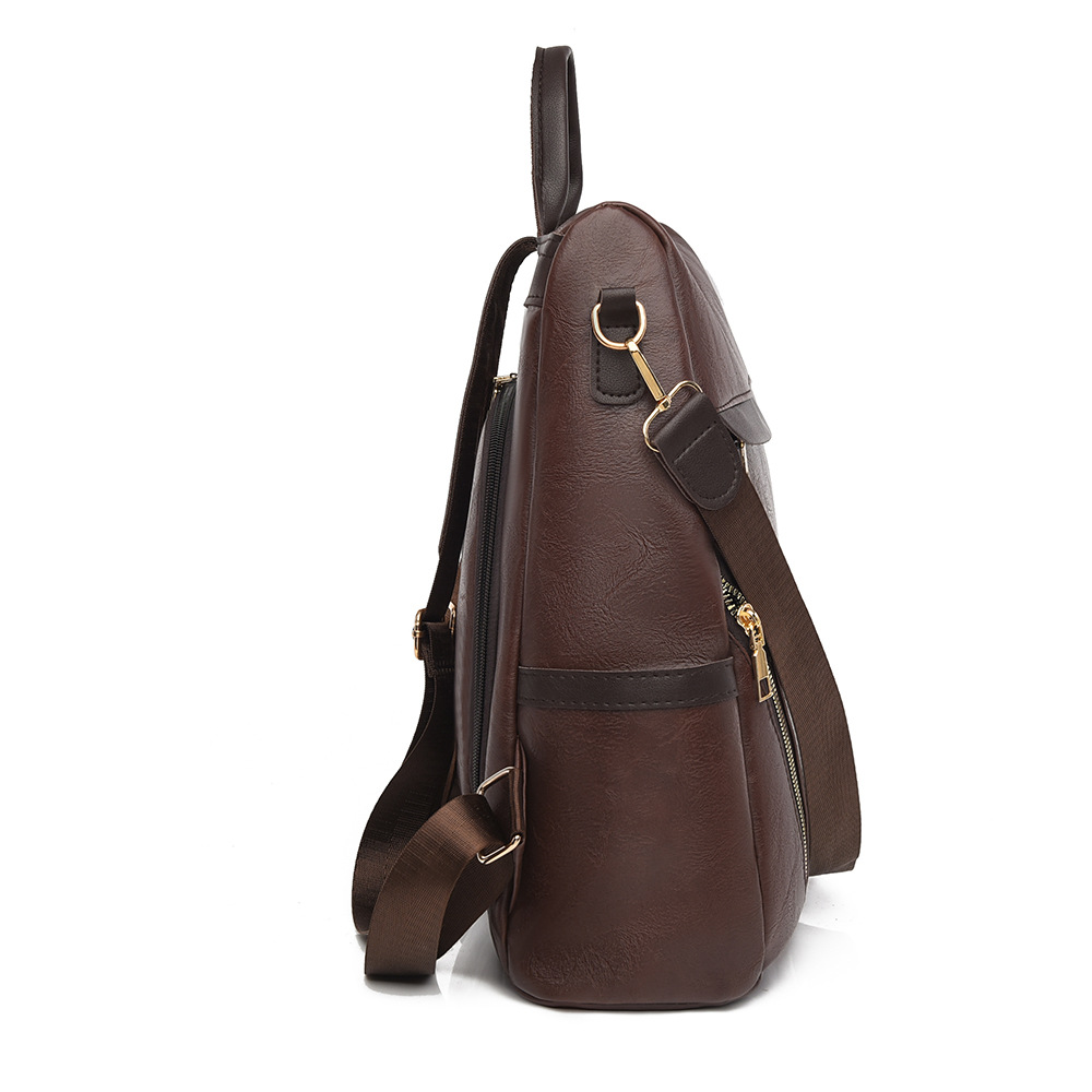 Mochila antirrobo para damas retro al por mayor transfronteriza 2025 nueva mochila multifuncional de cuero suave simple y versátil