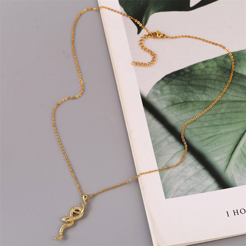 copper moon snake necklace