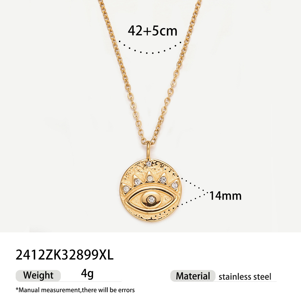 Tiana Europa y los Estados Unidos viento en línea rojo ojo del diablo conjunto de collar de clavícula relieve universal acero inoxidable chapado 18 quilates collar de oro para mujeres image 7