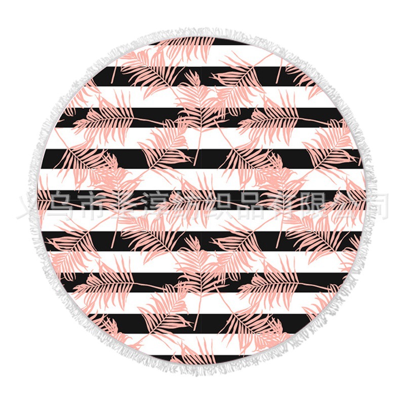 La fibra impresa redonda de la toalla de playa de la fuente directa de la fábrica con las borlas siente suave puede ser arena antiadherente de la playa de la imagen