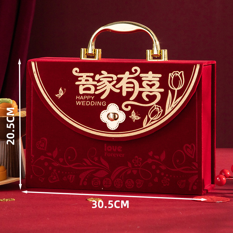 订婚彩礼钱盒子订亲提亲聘礼装彩礼的箱子盒子结婚用品烫金礼金箱|undefined