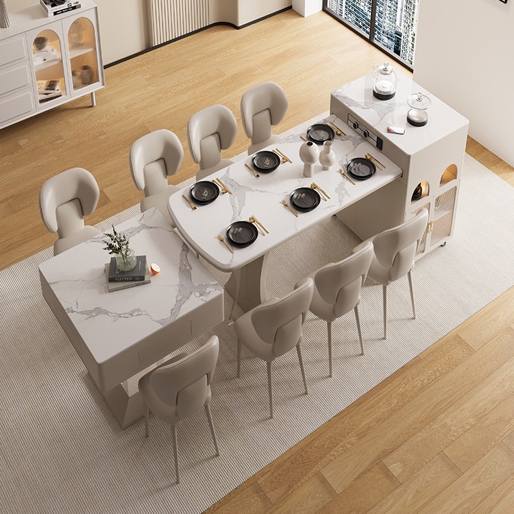 Tablero de roca de lujo ligero moderno mesa de mesa de isla retráctil mesa de mahjong máquina de mahjong silenciosa multifuncional de doble uso completamente automática