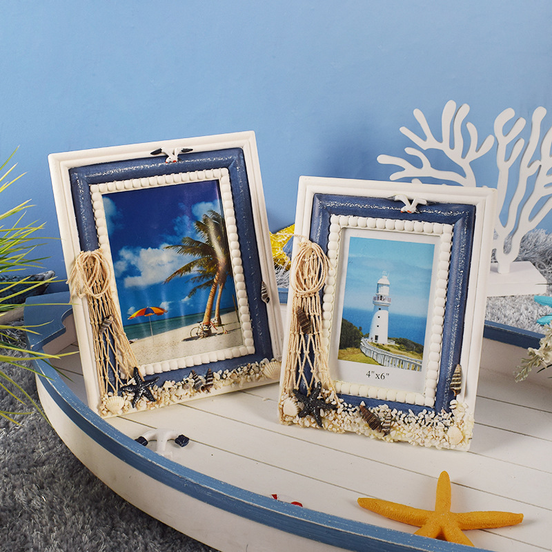 Marine decorations 6-inch 7-inch fishing net photo frame decoration Mediterranean personalized creative desktop decoration gift Marine decorations 6-inch 7-inch fishing net photo frame decoration Mediterranean personalized creative desktop decoration gift