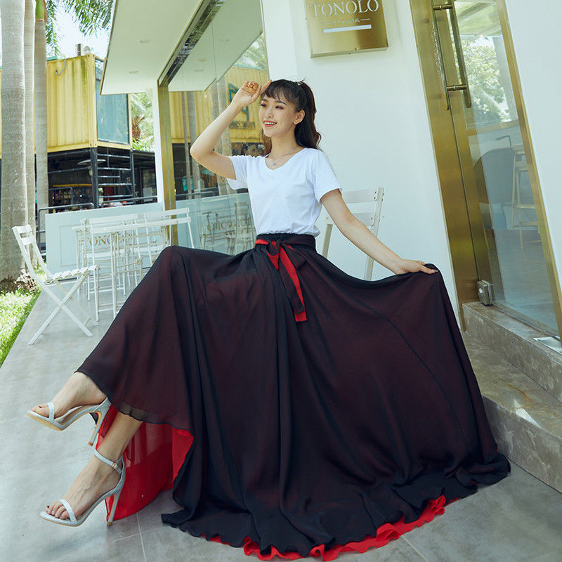 Big double-sided shiffon pleated skirt