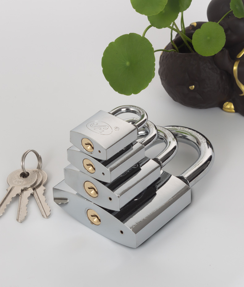 Factory customized single-line arc-shaped chrome-plated iron padlock, copper core padlock, foreign trade order padlock customization, packaging customization pic 3