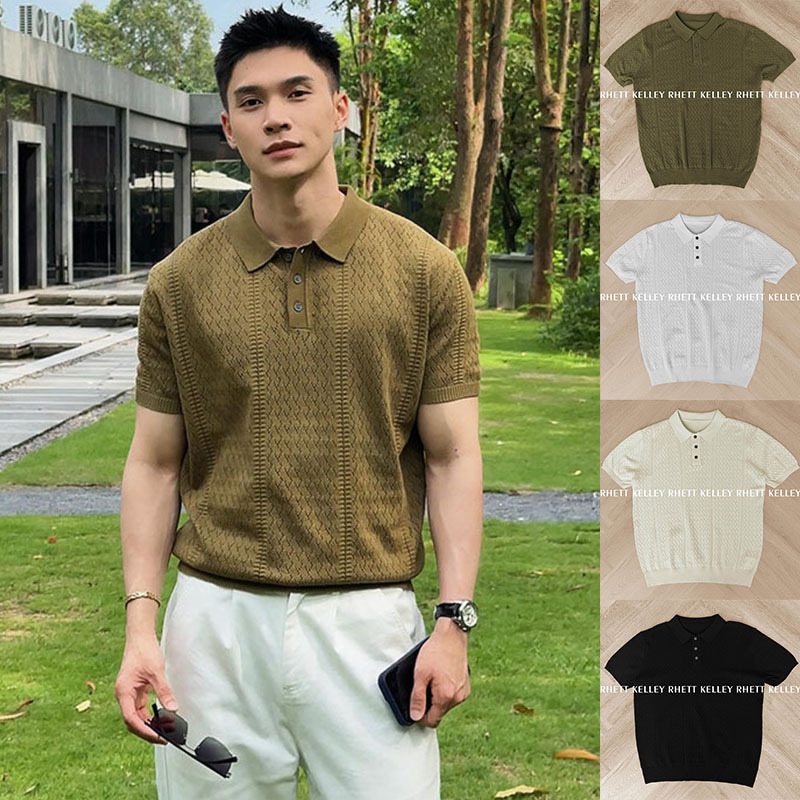 Camisas de polo de manga corta camiseta de estilo antiguo diamante hueco de hielo transpirable de verano fábrica transfronteriza al por mayor