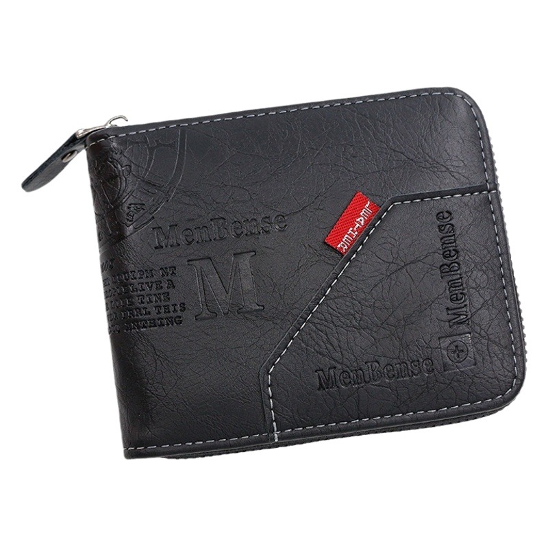 Moda europea y Americana de la cremallera de los hombres billetera corta monedero de gran capacidad Multi-Tarjeta posición bufanda tres veces la cartera de Los Hombres