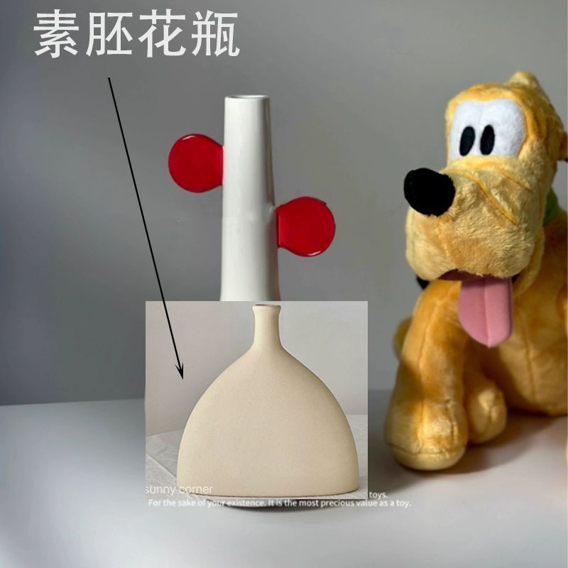红耳朵陶瓷花瓶创意礼物卧室高颜值趣味装饰摆件室内桌面可爱摆设|undefined