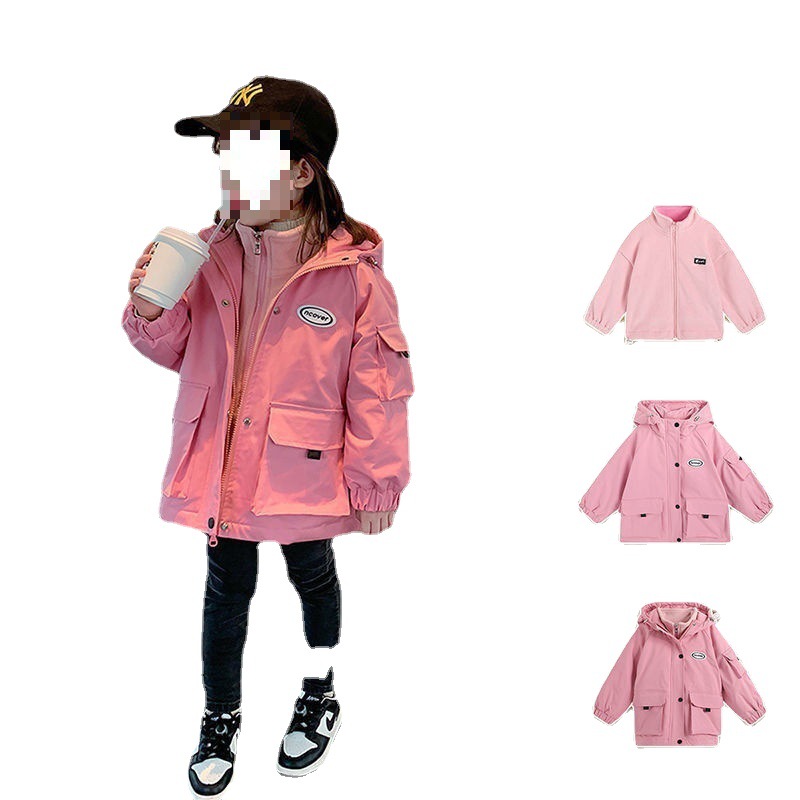 (2개) 어린이 의류 소녀 충전 의류 2023 가을 새 아동면 패딩 두꺼운 탈착식 3 대 1