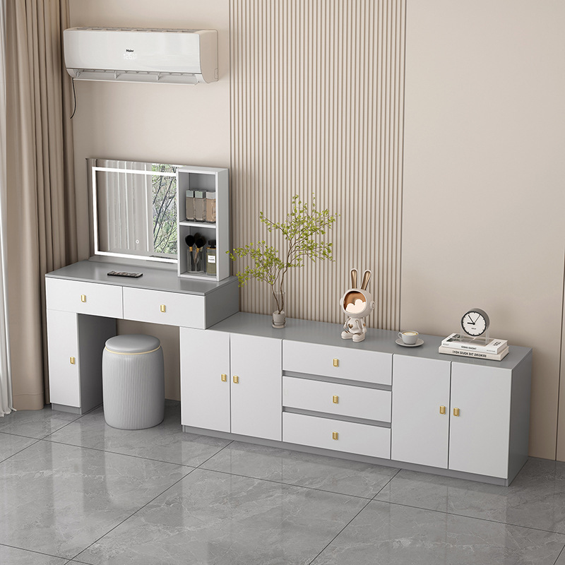 New 2025 Solid Wood Dressing Table Bedroom Modern Simple Dressing Table Tv Storage Cupboard Integrated Makeup Book M^